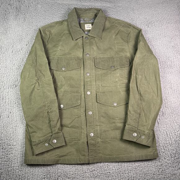 Flint and Tinder Waxed Trucker Jacket Mens XL Green Flannel Lined Inner Pockets - Picture 2 of 10